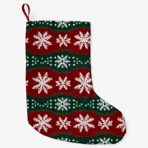 Petite Chaussette De Noël Faux de neige de Noël Faux Knished Red Green Motif