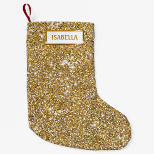 Petite Chaussette De Noël Faux Golden Yellow Parties scintillant Texture Loo