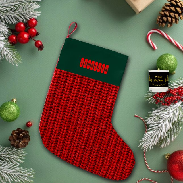 Petite Chaussette De Noël Faux Sweater Knit Custom Name  (Créateur téléchargé)