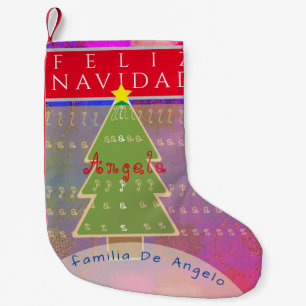 Petite Chaussette De Noël "Feliz Navidad" Nom et message personnalisés