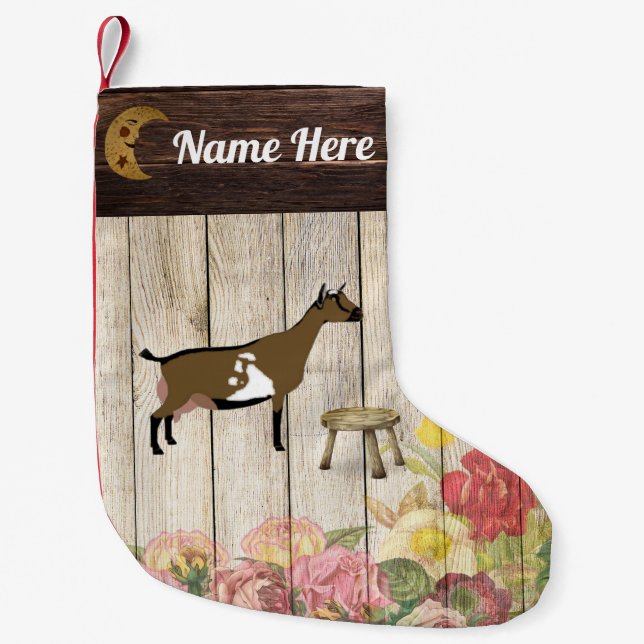 Petite Chaussette De Noël Ferme de chèvre laitière nigériane personnalisée (Devant)
