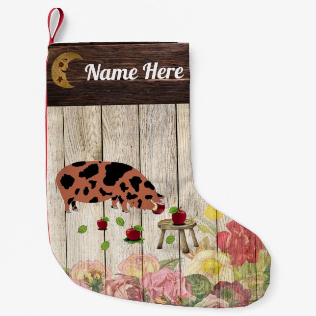 Petite Chaussette De Noël Ferme de cochons personnalisée KuneKune (Devant)