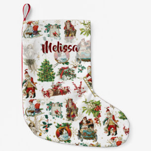 Petite Chaussette De Noël Festif Vintage Retro Personnalisé