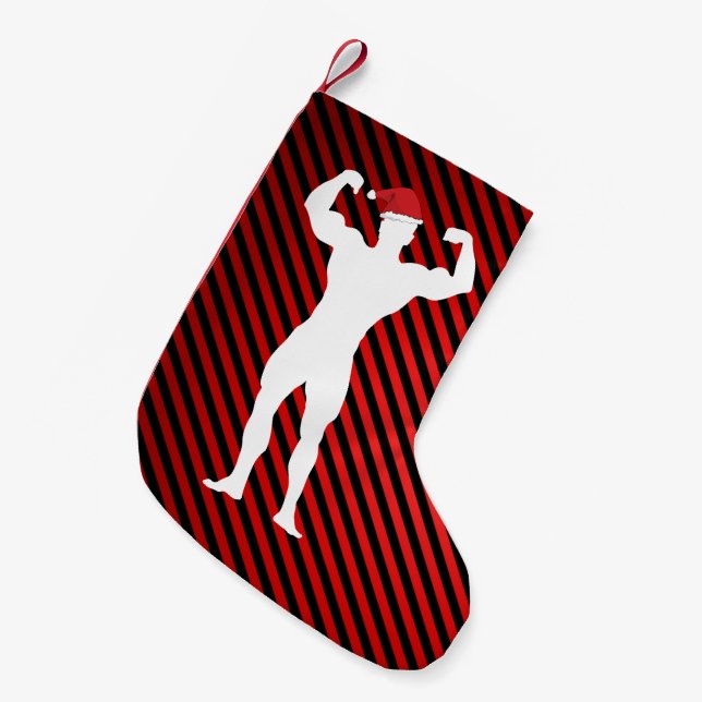Petite Chaussette De Noël Festin Gym Muscleman À Santa Hat (Devant (Accrochage))