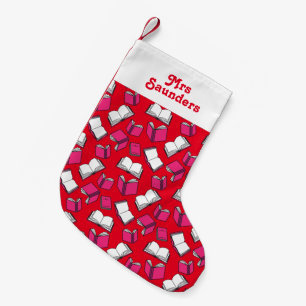 Petite Chaussette De Noël Festive bibliothécaire Livre Lover Patterned