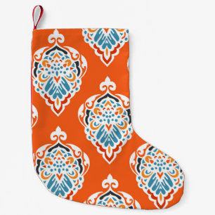 Petite Chaussette De Noël Festive damassé vintage motif, design élégant.