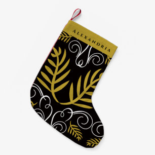 Petite Chaussette De Noël Festive Foliage Or Art Déco Vintage Chic Holiday