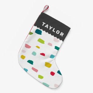 Petite Chaussette De Noël FESTIVE PEINTURE DABS coloré fun audacieux gris cl