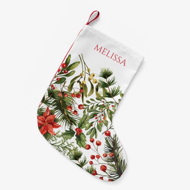 Petite Chaussette De Noël Festive Vacances Verdure Festive Personnalisé (Devant (Accrochage))