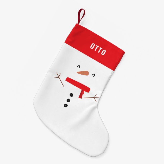 Petite Chaussette De Noël fête drôle bonhomme de neige personnalisé enfants (Devant (Accrochage))