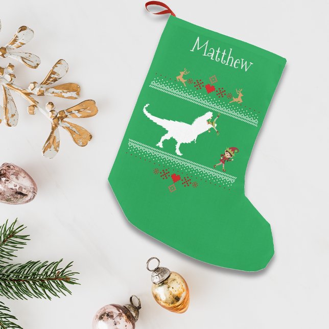 Petite Chaussette De Noël Fêtes de Noël Douille moche T-Rex Elf Drôle (Créateur téléchargé)