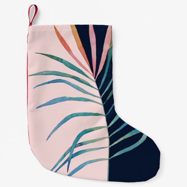 Petite Chaussette De Noël Feuille d'aquarelle, impression naturelle abstrait (Devant)