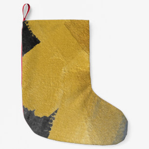 Petite Chaussette De Noël Feuille d'or, conception noire abstraite