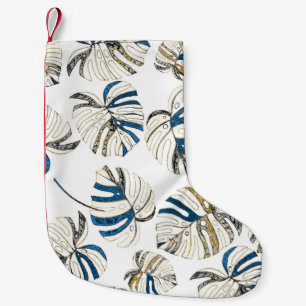 Petite Chaussette De Noël Feuille tropicale colorée, motif moderne.