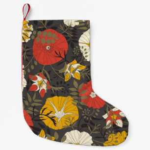 Petite Chaussette De Noël feuilles de dessins animés et fleurs sur un arrièr