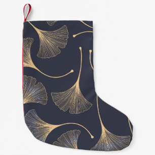 Petite Chaussette De Noël Feuilles de Ginkgo modèle floral sans joint