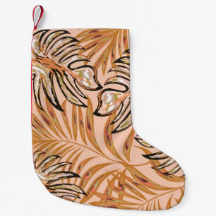 Petite Chaussette De Noël Feuilles de palmiers tropicaux, jungle. Patte flor