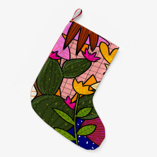 Petite Chaussette De Noël feuilles tropicaux Abstraits et fleurs
