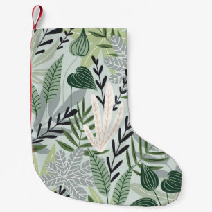 Petite Chaussette De Noël Feuilles tropicaux : impression Vintage à main.
