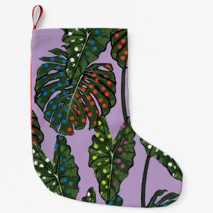 Petite Chaussette De Noël Feuilles tropicaux motif continu sur pop coloré a