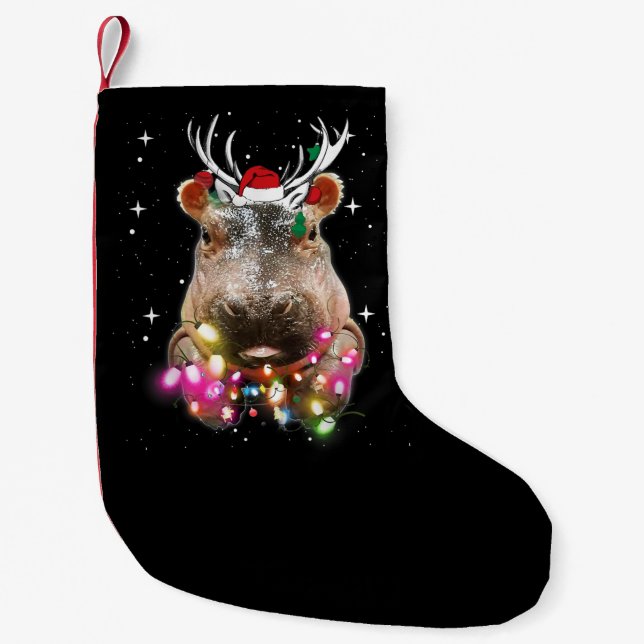 Petite Chaussette De Noël Feux de Noël Hippone Fiona Hippopotamus Lover (Devant)