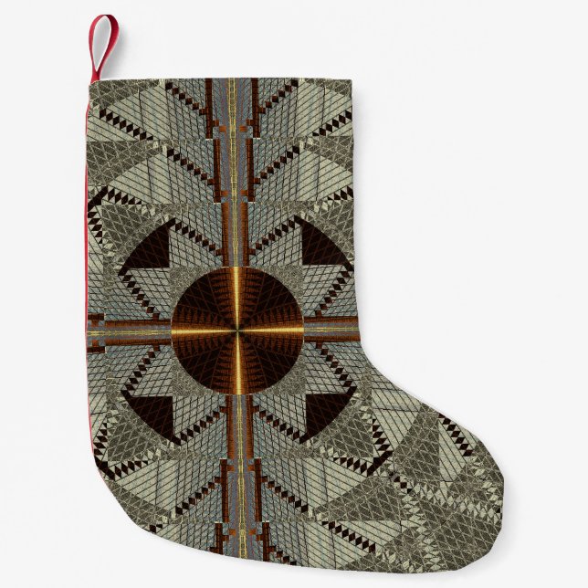 Petite Chaussette De Noël Filigree argenté avec Croix d'or (Devant)