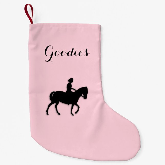 Petite Chaussette De Noël Fille à cheval / Goodies roses pivots (Devant)