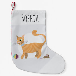Petite Chaussette De Noël Filles mignonnes et amusantes Gingembre Tabby Chat