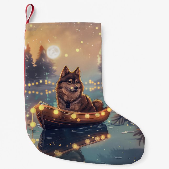 Petite Chaussette De Noël Finlandais Lapphund Noël Festive Voyage (Devant)