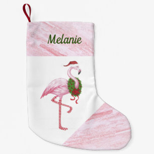 Petite Chaussette De Noël Flamant rose en Santa Hat Custom Christmas Stockin