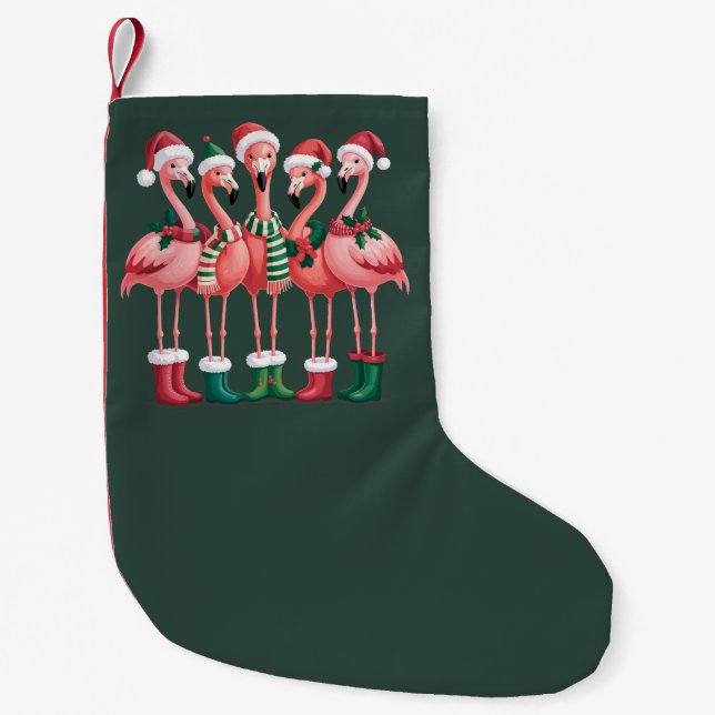 Petite Chaussette De Noël Flamant rose Lover Cadeau Noël Joyeux Noël (Devant)