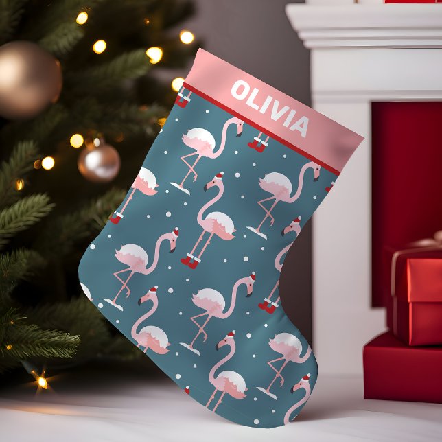 Petite Chaussette De Noël Flamant rose Noël tropical (Créateur téléchargé)