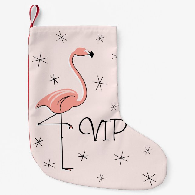 Petite Chaussette De Noël Flamant rose rose VIP stocke un côté (Devant)
