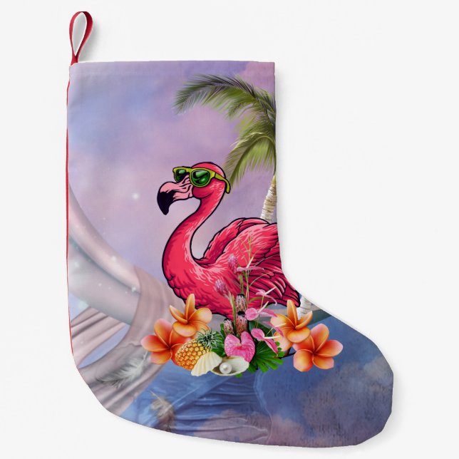 Petite Chaussette De Noël Flamingo drôle (Devant)