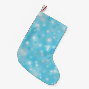 Petite Chaussette De Noël Fléchettes de neige blanches simples sur Blue Cute