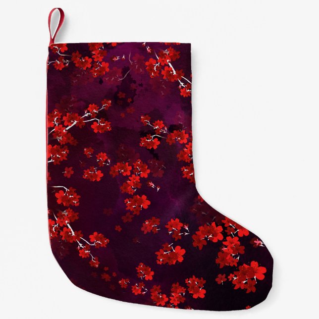 Petite Chaussette De Noël Fleur cerise 3 (Devant)