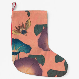 Petite Chaussette De Noël Fleur d'abeille rose classique Hokusai Art