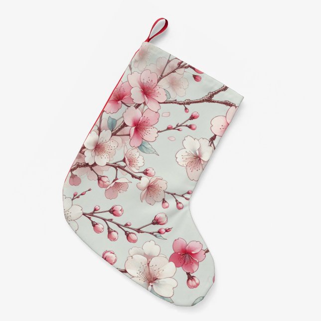 Petite Chaussette De Noël Fleur de cerise (Devant (Accrochage))
