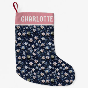 Petite Chaussette De Noël Fleur d'hiver de Noël brodée personnalisée
