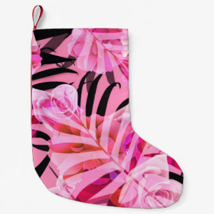 Petite Chaussette De Noël Fleur tropicale, plante et motif de feuilles b