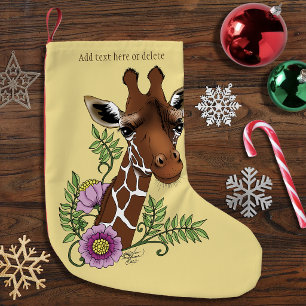 Petite Chaussette De Noël Fleurs de girafe jaune faune mignonne