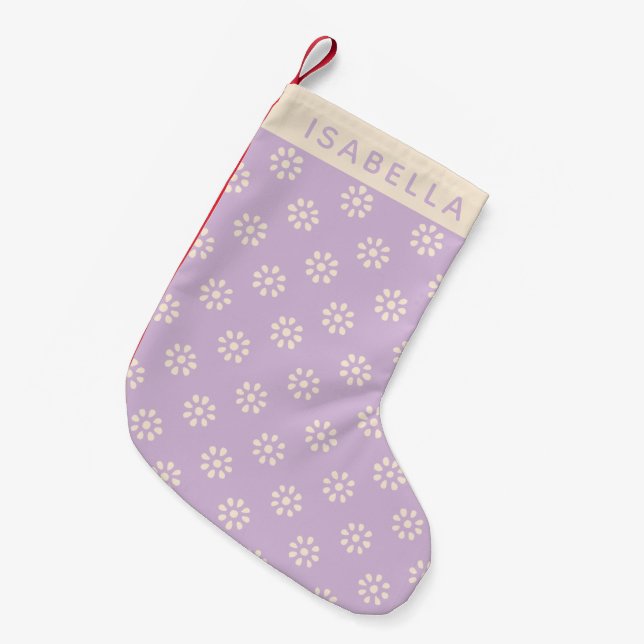 Petite Chaussette De Noël Fleurs de lavande Boho Motif personnalisé (Devant (Accrochage))