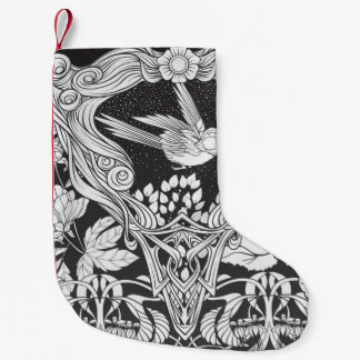 Petite Chaussette De Noël Fleurs et oiseau dans un style Art nouveau sans co