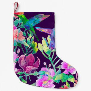 Petite Chaussette De Noël Fleurs et oiseaux exotiques