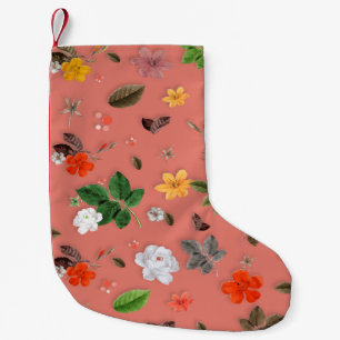 Petite Chaussette De Noël Fleurs jaunes et roses blanches 19