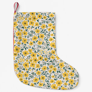 Petite Chaussette De Noël Fleurs jaunes : moderne floral sans soudure.