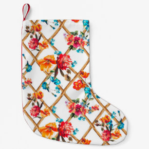 Petite Chaussette De Noël fleurs mode tissu design fleur, huile, peinture,
