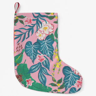 Petite Chaussette De Noël Fleurs tropicales Abstraites, motif de guache pein