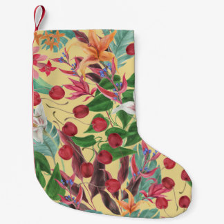 Petite Chaussette De Noël Fleurs tropicales Cerise : Aquarelle Patte transpa
