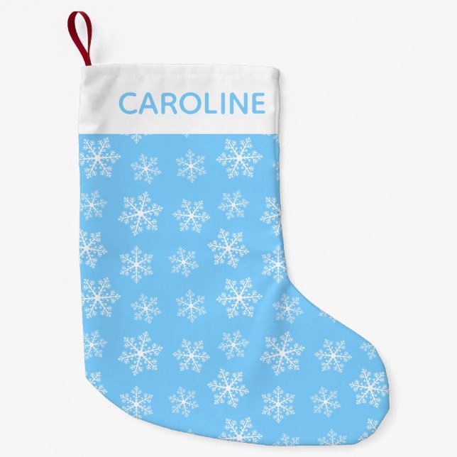 Petite Chaussette De Noël Flocon de Noël bleu Snowflake Stocker (Devant)